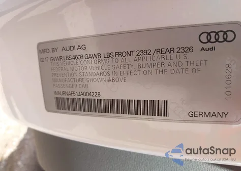 2018 Audi A5 2.0T Premium z USA, uszkodzony, nr VIN WAURNAF51JA004228